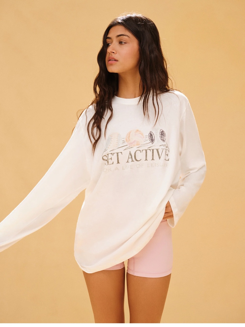 Set Active Women's Cream Graphic Long-Sleeve Tee XS